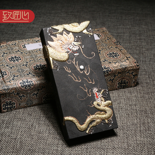 歙县老胡开文墨厂品质徽墨《龙德》老胡开文松烟砚台用墨块墨条墨锭古法四两文房四宝安徽特产书画精美墨版