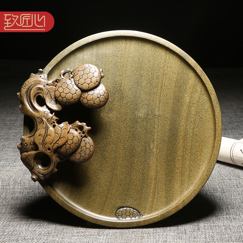 匠心非遗歙砚大师钱尼亚作品老坑黄鱼籽天然原石砚台收藏高档立体摆件送礼佳品四大名砚之一手工浮雕硕果累累