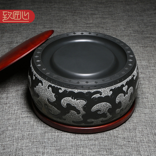 【名师名砚】匠心非遗歙砚大师作品/万事如意/精手工仿古传统题材龙尾老坑黑龙尾砚台文房摆件送礼佳品收藏
