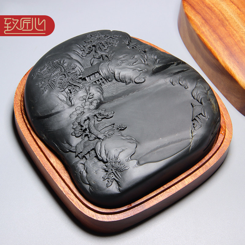 【名师名砚】匠心非遗歙砚珍藏品精手工雕刻老坑眉子坑原石老坑眉纹砚台精雕细琢兼端砚收藏高档礼品文房砚