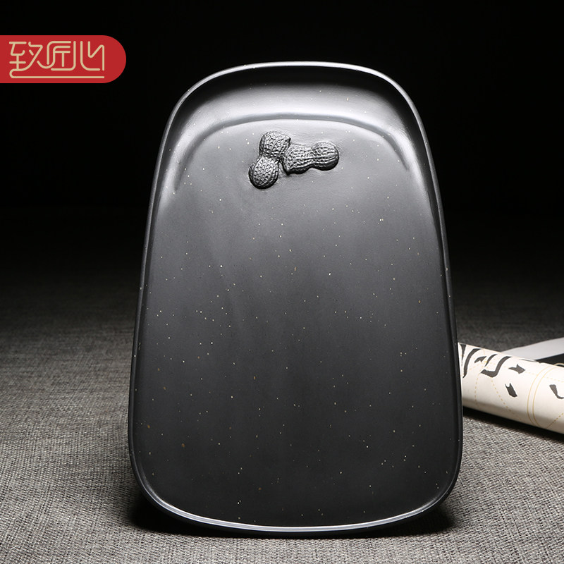 匠心非遗安徽歙砚仿古砚台天然原石金星砚台经典实用简约中小楷传统砚台文房四宝龙尾砚老坑收藏送礼礼盒装