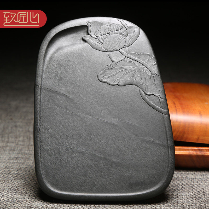 名师歙砚作品/荷香四溢/精手工雕刻天然原石老坑眉纹收藏送礼佳品文房实用匠心孤品砚台龙尾山眉子坑收藏馈赠
