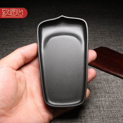 新中式创意简约《莲瓣砚》带木盖徽州歙县高档天然原石小楷砚台毛笔字国画创作研磨墨砚台用小巧实用掌中宝
