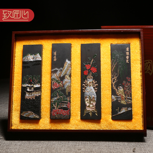 匠心非遗绩溪胡开文墨厂油烟桐油顶烟徽墨老墨礼品收藏墨条墨锭墨块送礼徽墨陈墨古墨传统手工制/山水人物