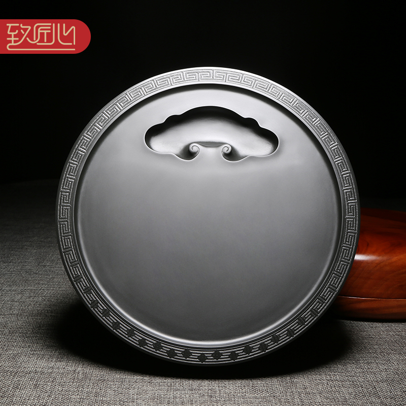 匠心非遗名砚名师制作精品原石砚台/万事如意/ 歙砚原石黑龙尾砚台简约实用砚四大名砚歙砚手工雕刻文房四宝