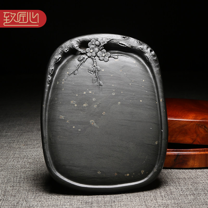 【名师名砚】徽州歙砚大师匠心制砚传统实用砚台/暗香浮动/龙尾砚老坑眉纹金星砚台安徽天然原石高档送礼佳品