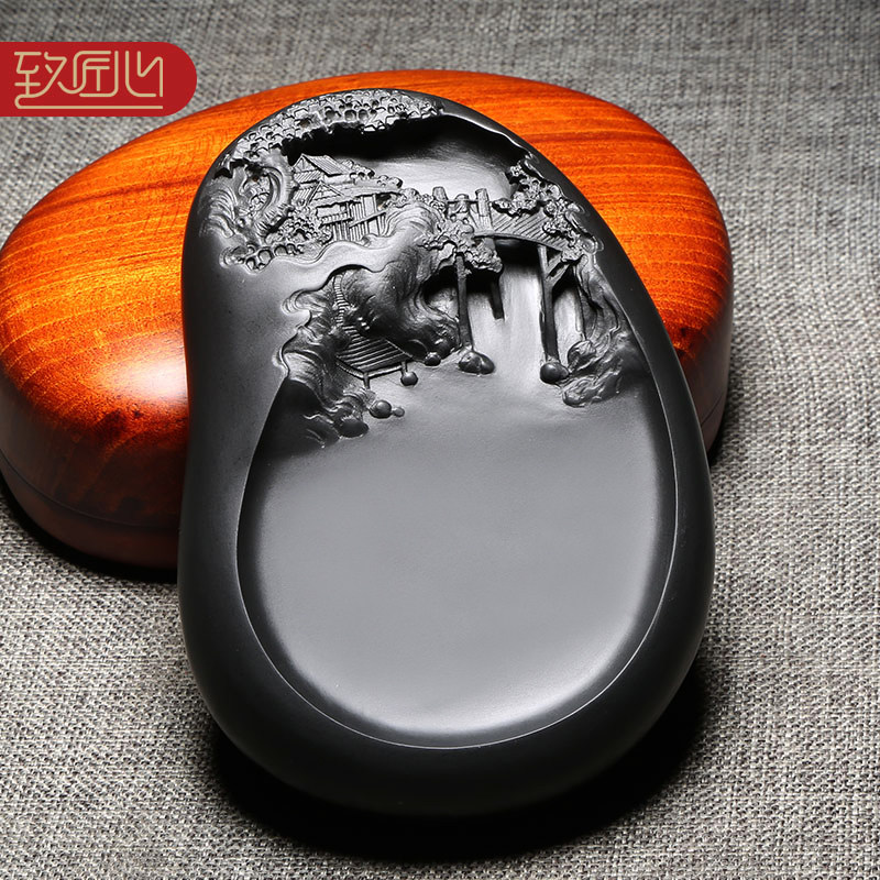 徽州歙砚名师作品四大之渔樵耕读