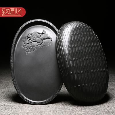 徽州非遗名师名砚《麒麟献瑞》高档珍藏砚天然原石文房四宝成人研磨墨歙砚优端砚带盖砚台老坑黑龙尾送礼佳品