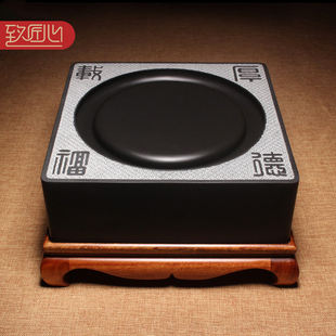 【名师名砚】匠心非遗歙砚大师作品厚德载福精手工雕刻老坑黑龙尾籽料砚台文房大气高档摆件送礼收藏立体摆件