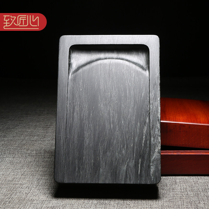 匠心非遗名师歙砚作品精手工经典素池砚天然原石老坑眉纹收藏送礼佳品文房实用匠心孤品砚台龙尾山收藏馈赠