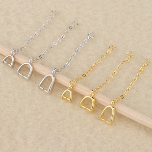 靓翁翁 S925纯银DIY饰品耳坠链带夹扣搭翡翠珍珠耳环手工配件材料