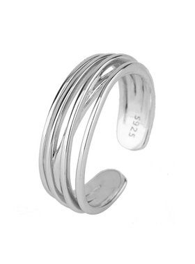 纯银交叉线条双层百搭情侣戒指环