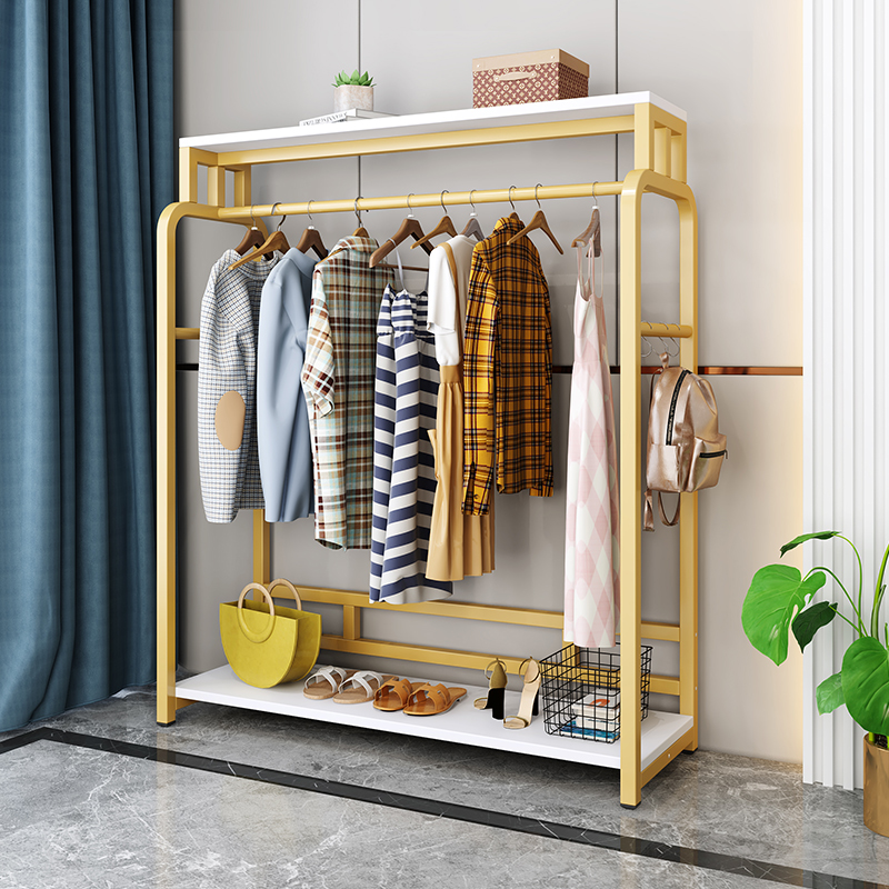 网红北欧ins衣帽架落地卧室实木小型置物架家用挂衣服单杆式架子