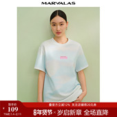 时尚 曼德诗撞色字母印花T恤2025夏季 新款 百搭休闲宽松上衣