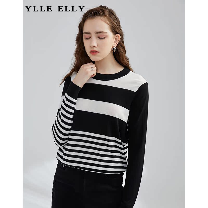 衣衫妙影条纹针织衫百搭打底衫