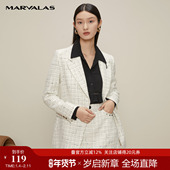 粗花呢小香风西装 新款 商场同款 曼德诗亮丝白色西服女2025冬季
