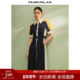 收腰连衣裙女2025夏季 新款 工装 曼德诗时尚 风撞色拼接设计感衬衫 裙