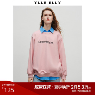 新款 YLLE 衛(wèi)衣秋季 圓領(lǐng)棉質(zhì)寬松長袖 ELLY簡約燈籠袖 套頭上衣
