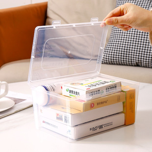 口罩收纳盒大容量学生装存放口鼻罩口罩药盒家用透明药物箱子收纳