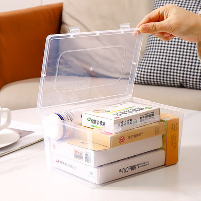 口罩收纳盒大容量学生装存放口鼻罩口罩药盒家用透明药物箱子收纳