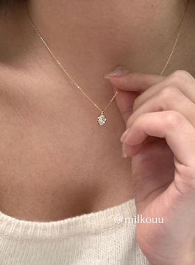 韩国单钻项链锁骨链925纯银