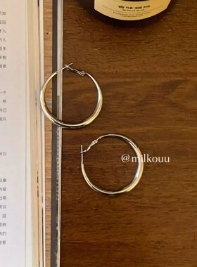 韩国简约通勤925银针素圈耳环