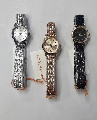 staccato圆表盘简约通勤钢带手表