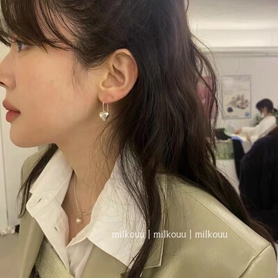 outoflable甜美纯银爱心耳环
