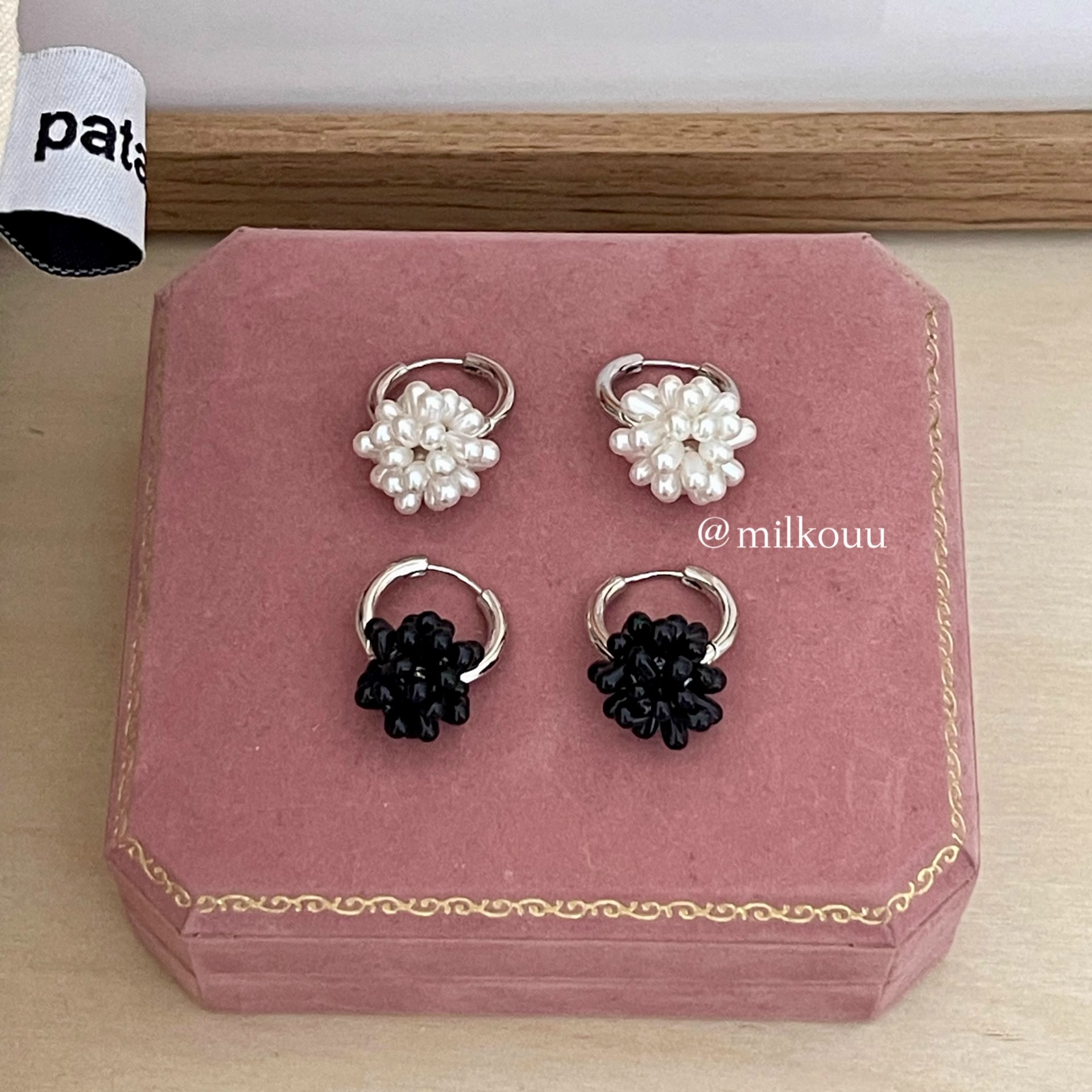 韩国甜美气质珍珠花球耳环