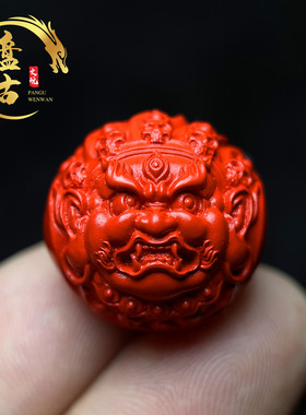 颜色正雕刻大黑天配珠朱砂保真