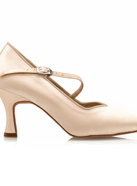 Suphini专业舒适摩登舞鞋成人女士室内中低跟国标缎面软底舞蹈鞋