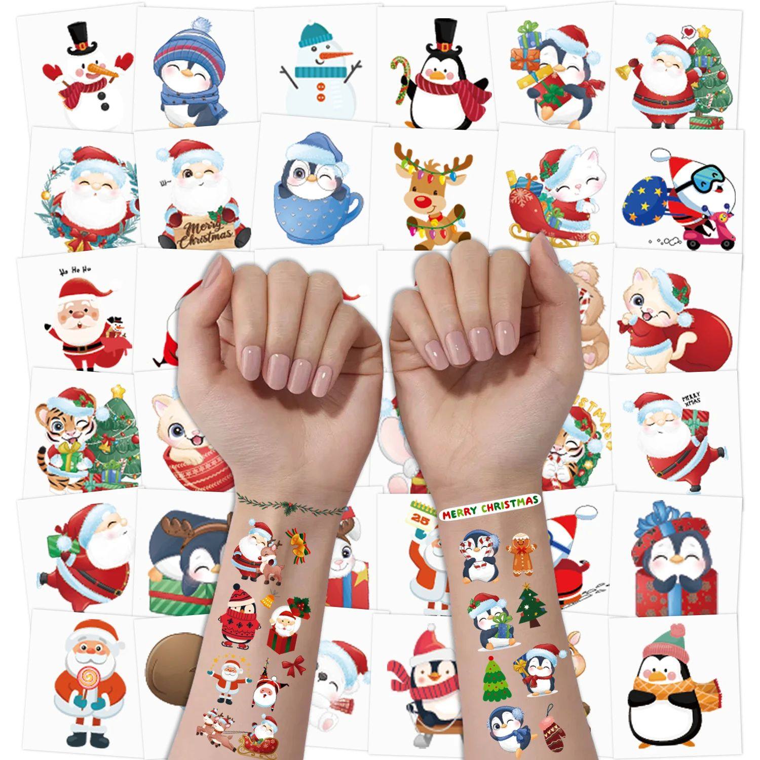 Christmas Temporary Tattoos.Stocking Stuffers, Cute Christma