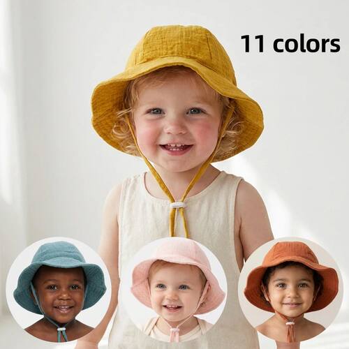 Baby Pure Cotton Basin Hat Sun-Protective Breathable Baby Fi