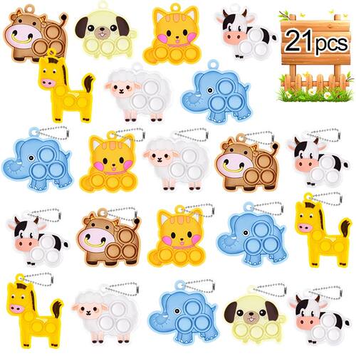7/14/21Pcs Cartoon Animal Pop Keychain Small Toys Kids Birth