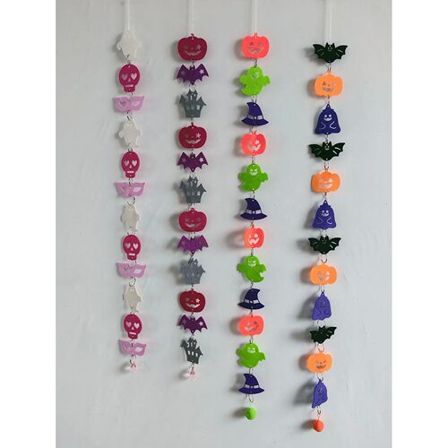 12 Pieces/Set Halloween Felt Ball Garlands Pumpkin Bat Ghost