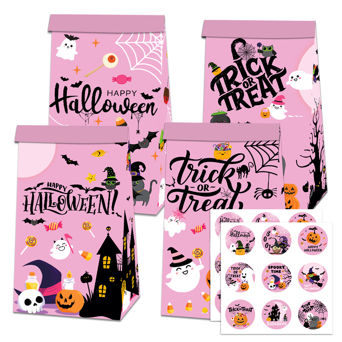 Halloween Candy Snacks Paper Bag Cute Funny Sealing Stickers