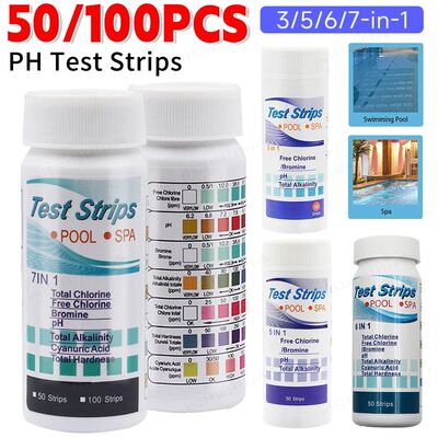 50/100pcs 3/5/6/7 in 1 Swimming Pool PH Test Strips SPA Swim