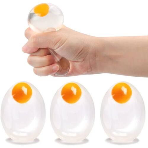 Funky Egg Squishy Ball - Clear Stress Relief Toy for Kids &