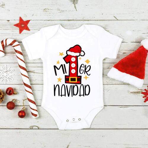 My First Christmas Newborn Bodysuit Baby Short Sleeve Romper