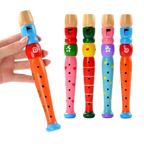 1 Pc Small Wooden Colorful Piccolo Flute for Kids Learning R