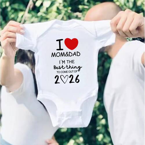 I LOVE MOM & DAD I'm The Best Thing 2026 Print Baby Bodysuit