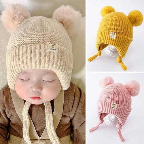 Winter Baby Earflap Hat Warm Thick Knitted Ear Protection Ca