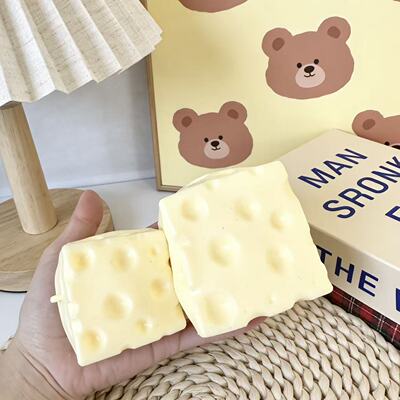 Slow Rebound Square Cheese Kneading Music Simulation Food Pl