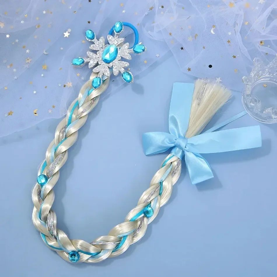 Girls Snowflake Hair Bow Kids Rainbow Hair Tie Princess Acce