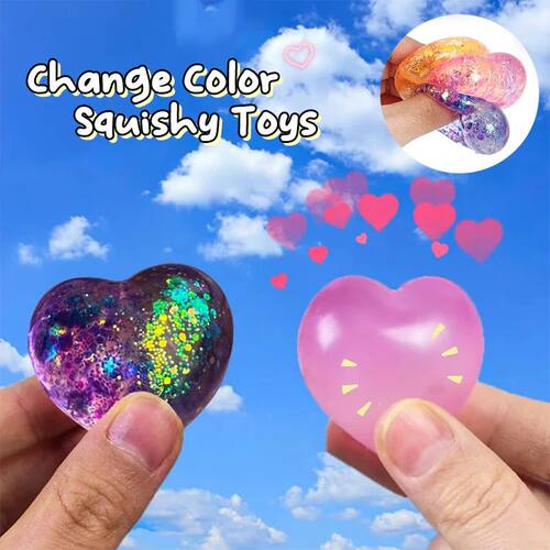 1Pc Changing Color Heart Squeeze Toy Sequ Love Fidget Toy Sq