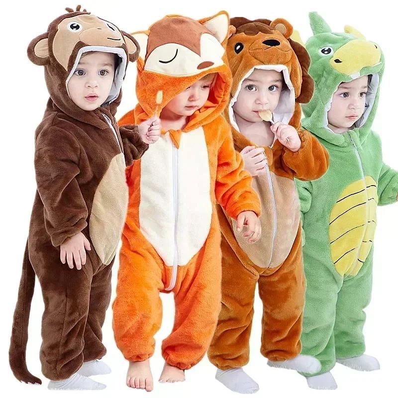 Baby Rompers Winter Kigurumi Lion Costume For Girls Boys Tod