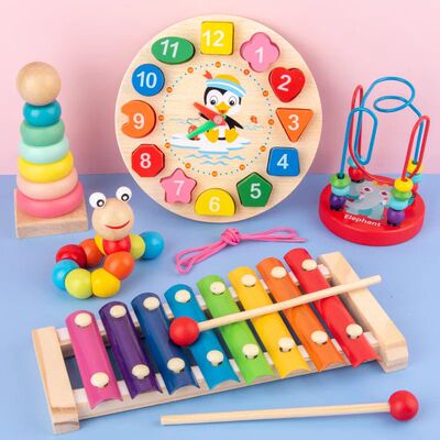 Montessori Baby Toys Kids 3D Wooden Puzzles Early Learning B