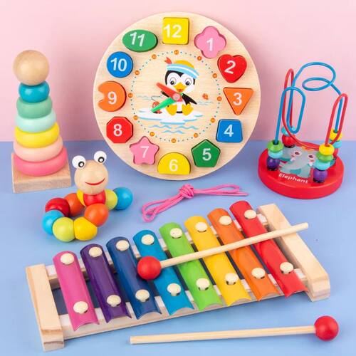 Montessori Baby Toys Kids 3D Wooden Puzzles Early Learning B
