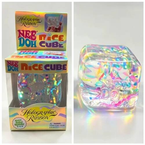 Needoh Holographic Ribbon Squishy Toy Squeeze Sensory Colorf