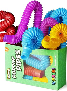 4 Pack Mini Pop Tube Sensory Fidget Toy Colorful Heavy-Duty
